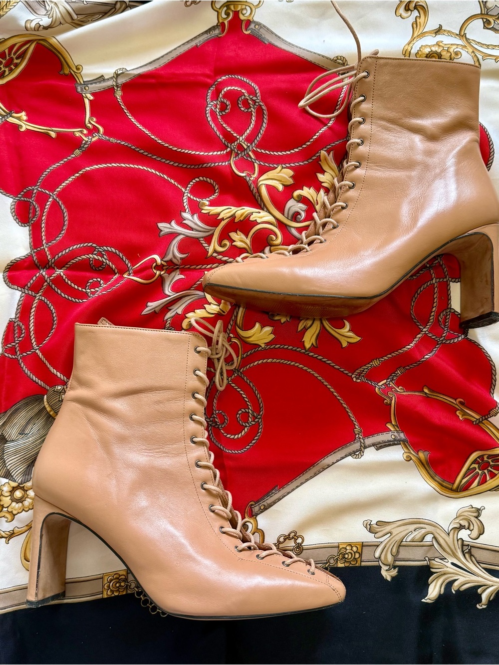 Ángel Alarcón Lace-Up Ankle Boots in Nude